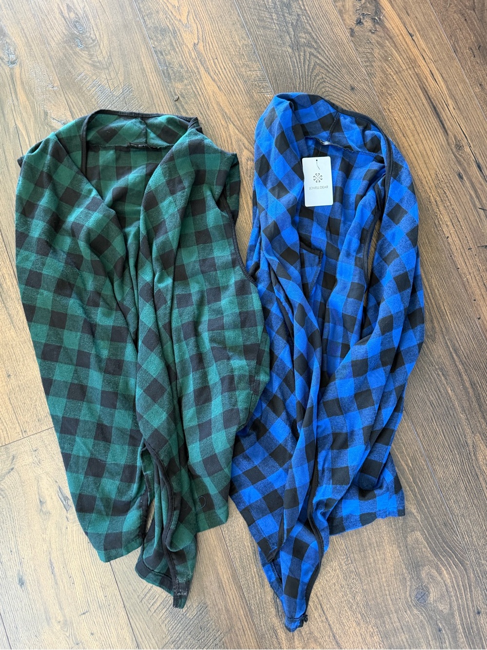 LOVEU.DEAR 3X Buffalo Plaid Vest Lot Blue & Green Waterfall Plus Size